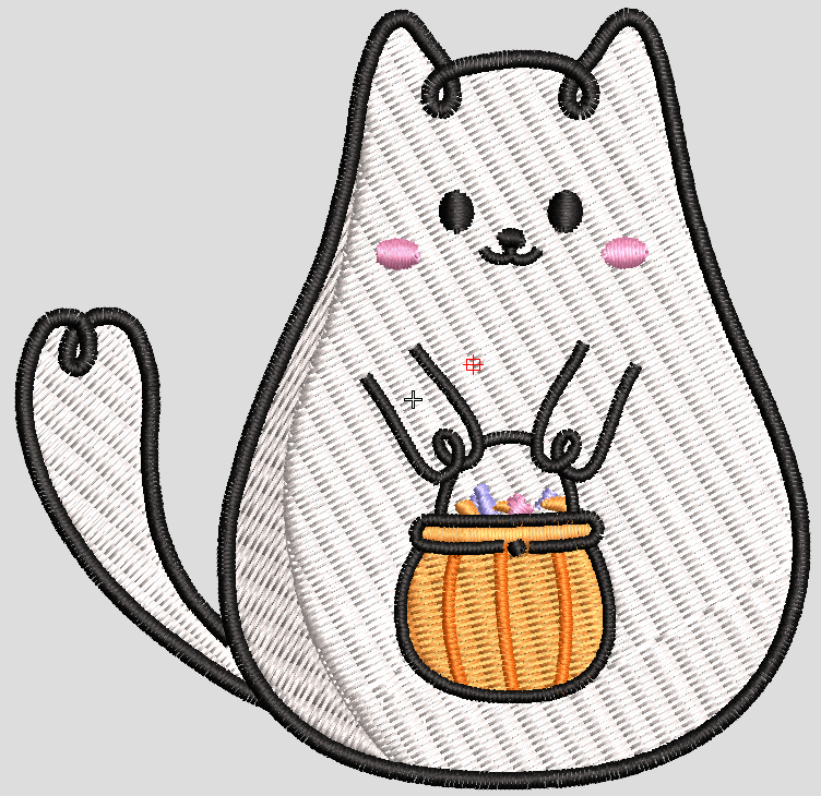 Cute Halloween Cat Embroidery