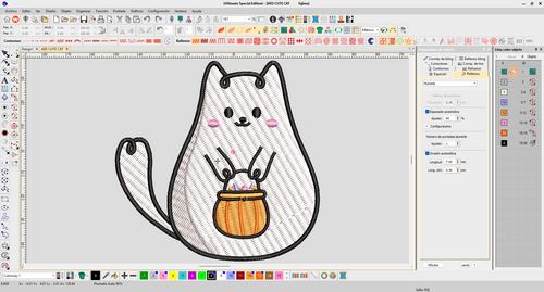 Cute Halloween Cat Embroidery